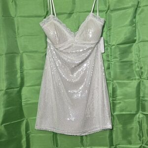 B Darlin White Sequin Mini Dress